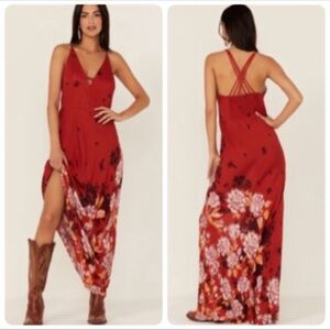 Free People Red Floral Maxi Dress